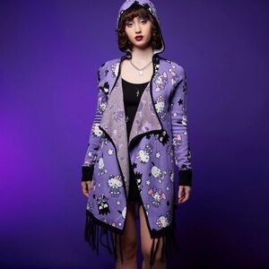 Hello Kitty And Friends Magic Card Hooded Open Knit Cardigan Plus Size Hot Topic